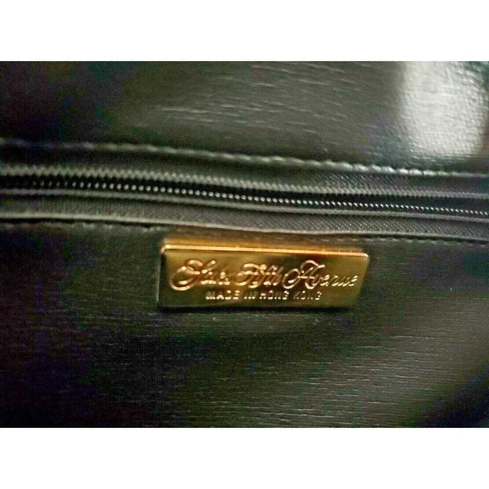 Saks Fifth Avenue Polished Black Snake Evening Clutch